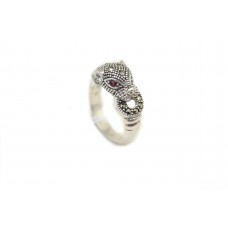 Traditional Tribal 925 Sterling Silver cougar marcasite stone Ring P 461